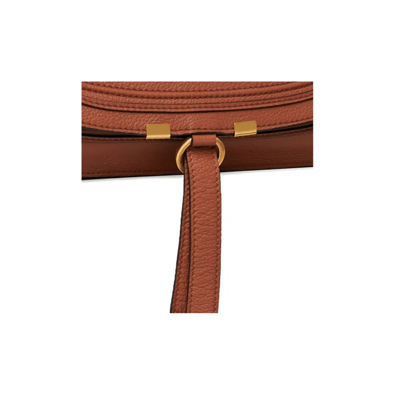 Chloe Marcie Grained Calfskin Shoulder Bag Crossbody Bag Handbag Women's Tan-3