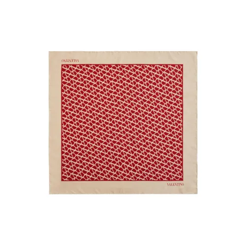 Valentino Silk Scarves Women's Red/Beige