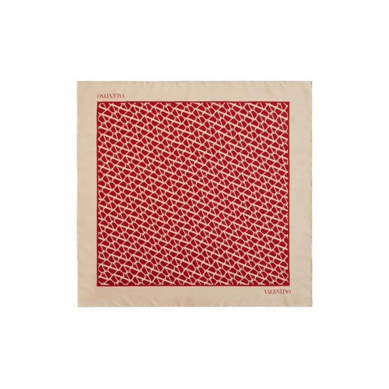Valentino Silk Scarves Women's Red/Beige-0