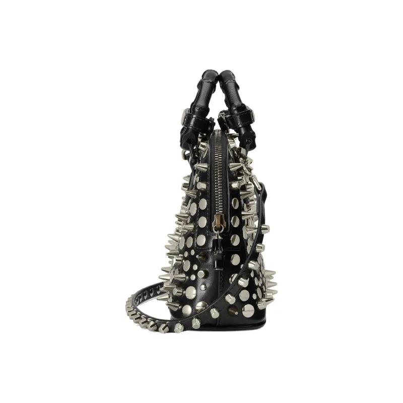 GUCCI Diana Leather Tote Bag Shopping Bag Shoulder Bag Crossbody Bag Handbag Mini Women's Black-5