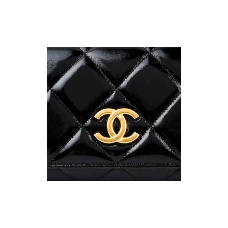 CHANEL WOC Cow Leather Flap Bag, Crossbody Bag, Shoulder Bag Women's Black-5