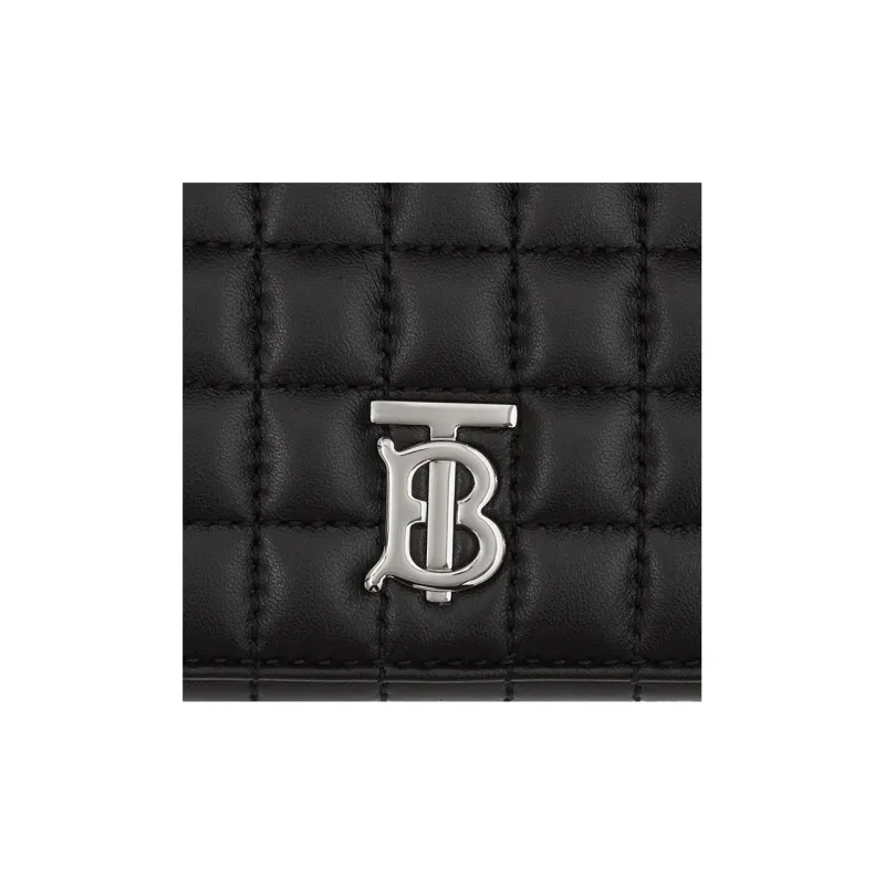 Burberry Lambskin Wallet Small Size Women's Black-5