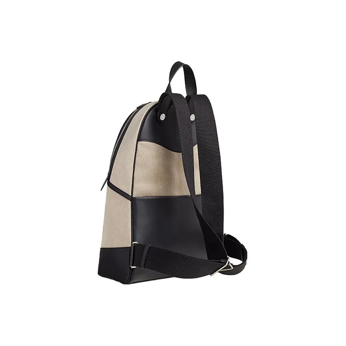 HERMES Bivouac Canvas With Swift Leather Backpack Men's Gray Black-2