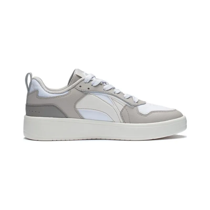 LiNing Spike Years Anti Slip Wear Resistant Breathable Height Increasing Low Top Skateboard Shoes Men's Gray White-1