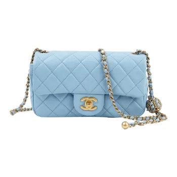CHANEL Classic Flap CF22SS Spring And Summer Sheepskin Crossbody Bag Mini Women's Blue