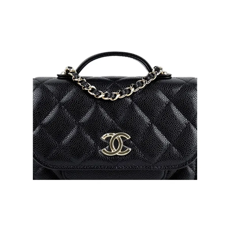 CHANEL Grain Embossed Litchi Grain Cow Leather Messenger Bag, Crossbody Bag, Shoulder Bag Regular Women's Black-4