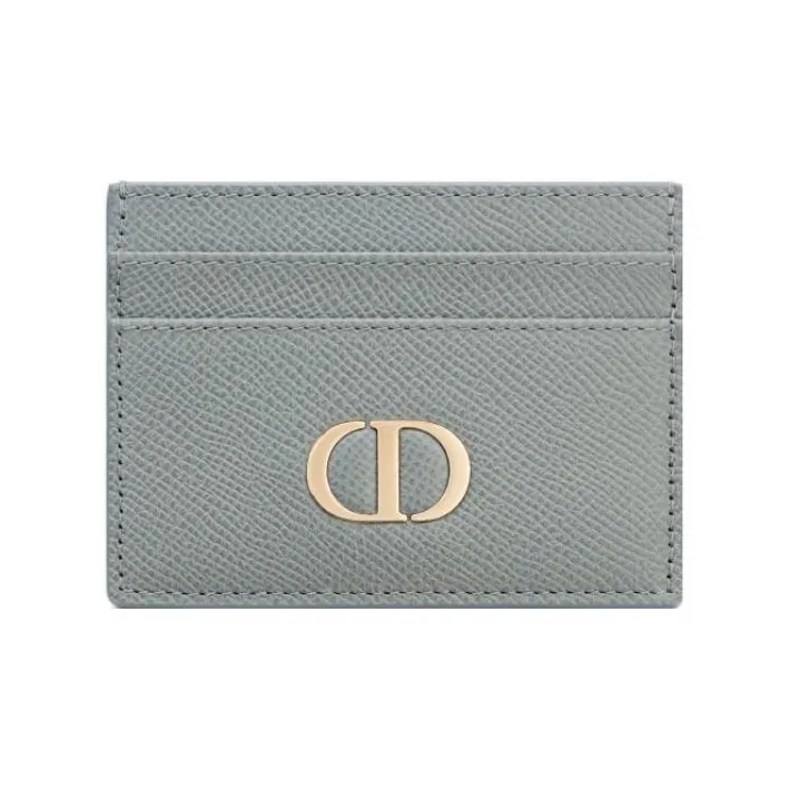 DIOR 30 Montaigne Grained Calfskin Card Clip Card Holder Women's Cloud Blue-0