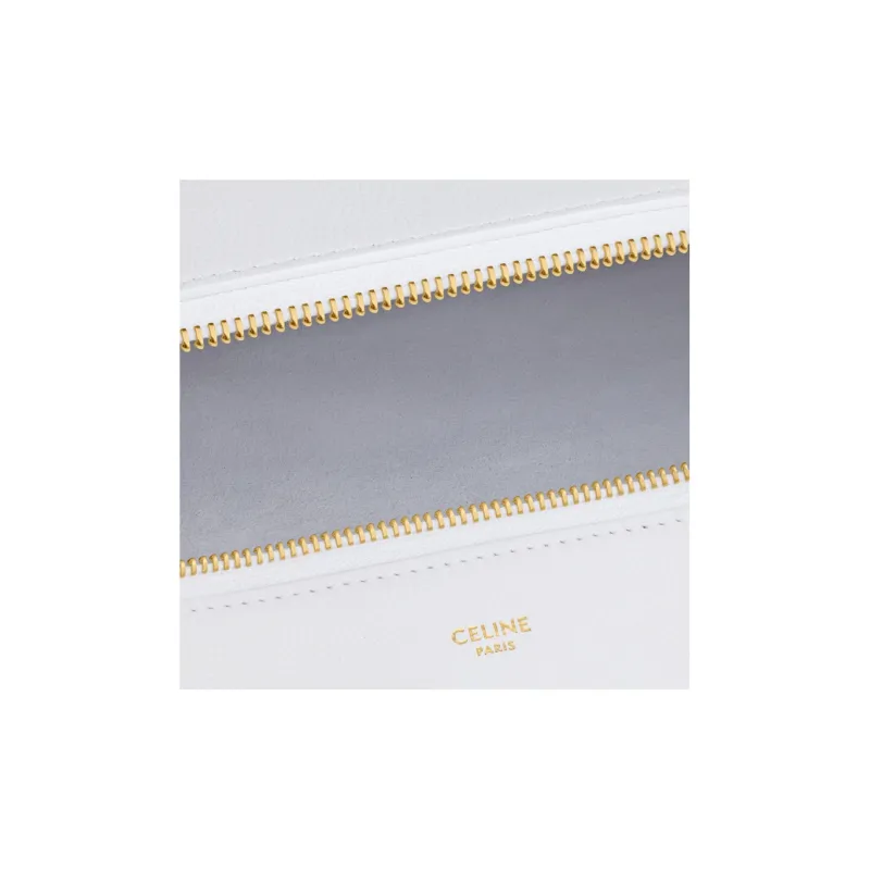 CELINE Romy Collection Soft Cow Leather One Shoulder Handbags Large Size Women's White-4