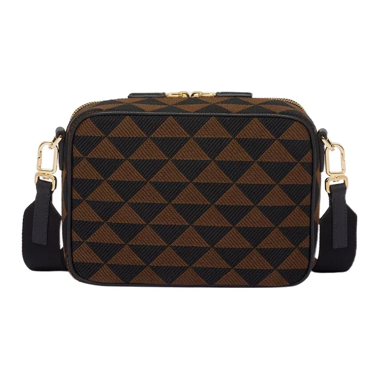 PRADA Symbole Fabric With Leather Shoulder Bag Crossbody Bag Men's Black/Umber-1