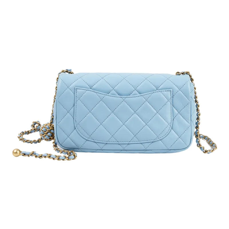 CHANEL Classic Flap CF22SS Spring And Summer Sheepskin Crossbody Bag Mini Women's Blue-2