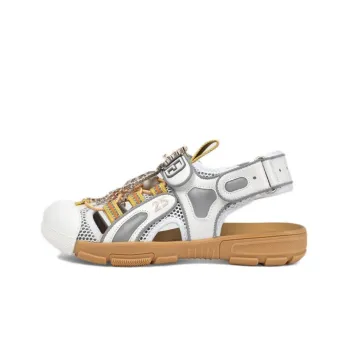 GUCCI Tinsel Sport Sandals Crystal White Grey Women's