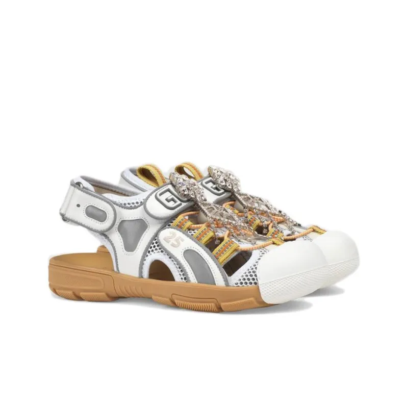 GUCCI Women's Tinsel Sport Sandals 'Crystal White Grey' Women's-1
