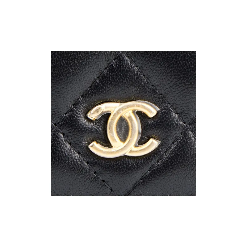 CHANEL Sheepskin Shoulder Bag, Crossbody Bag Women's Black-4