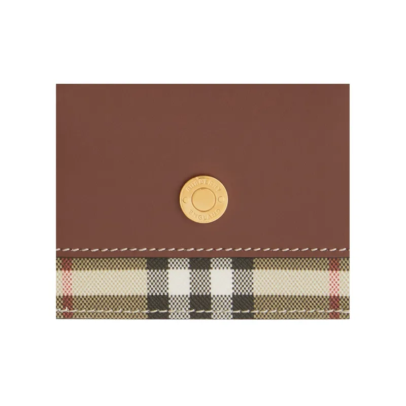 Burberry Vintage Cotton Wallet Small Size Women's Brown-4