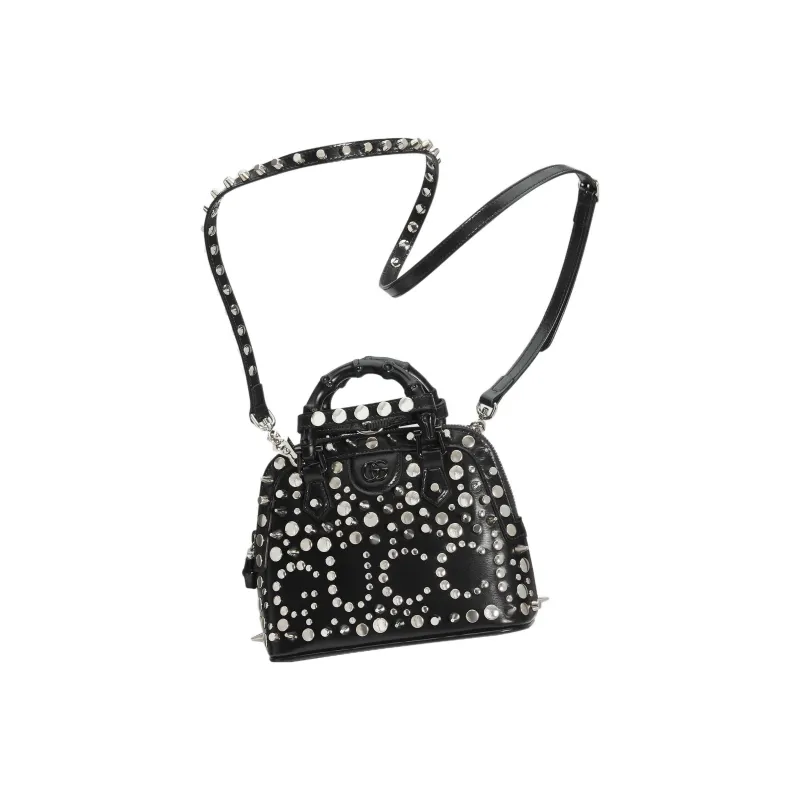 GUCCI Diana Leather Tote Bag Shopping Bag Shoulder Bag Crossbody Bag Handbag Mini Women's Black-4