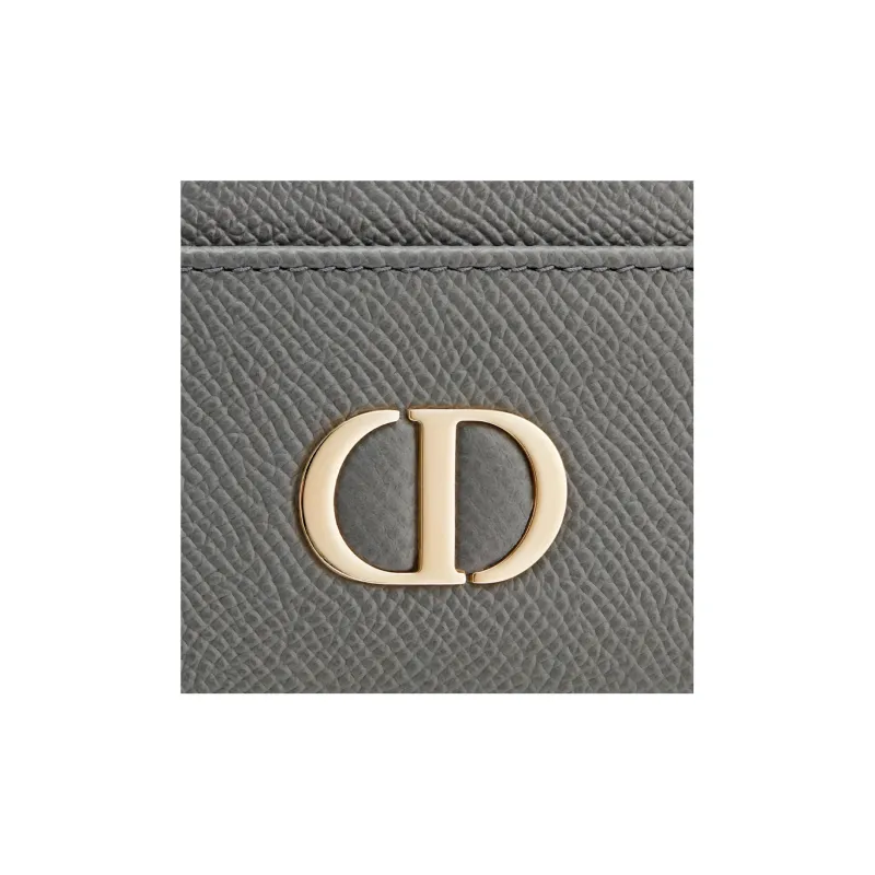 DIOR 30 Montaigne Grained Calfskin Card Clip Card Holder Women's Gray-3