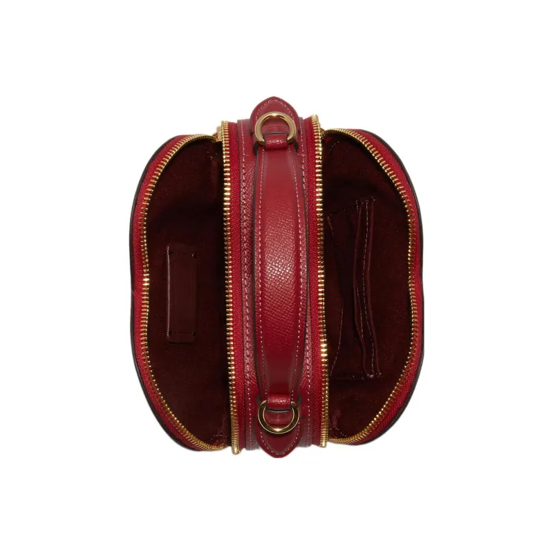 COACH Heart Cross-Stitch Leather Handbag Shoulder Bag Crossbody Bag Mini Women's Red-2