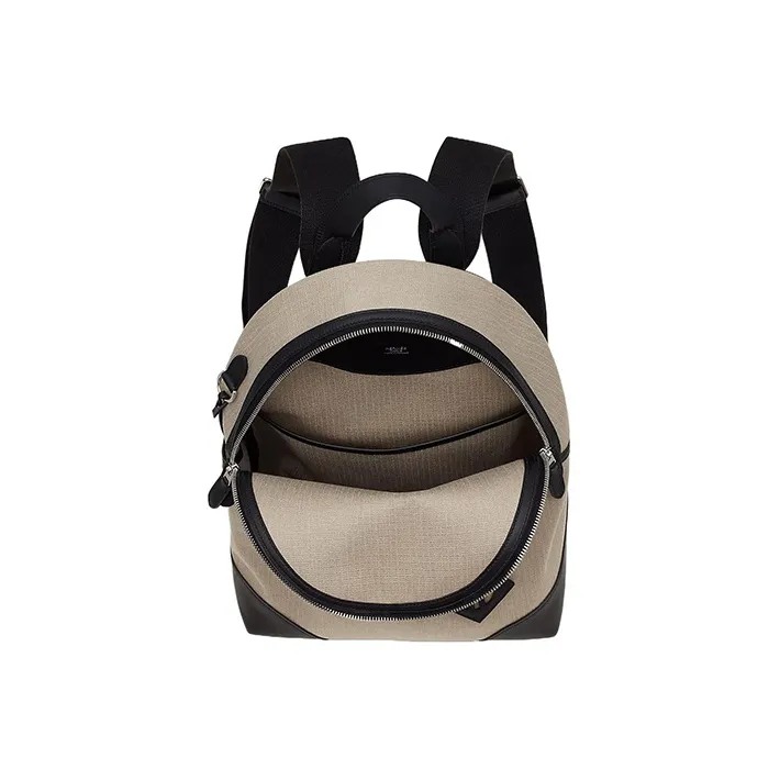 HERMES Bivouac Canvas With Swift Leather Backpack Men's Gray Black-3
