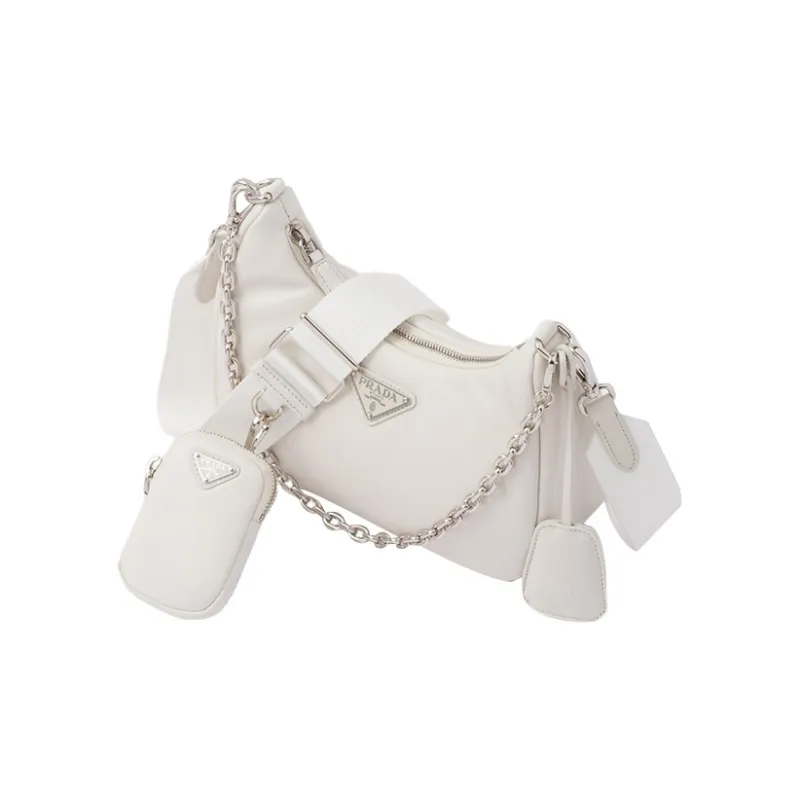 PRADA Re-Edition Nappa Leather Crossbody Bag Shoulder Bag Women's White-1