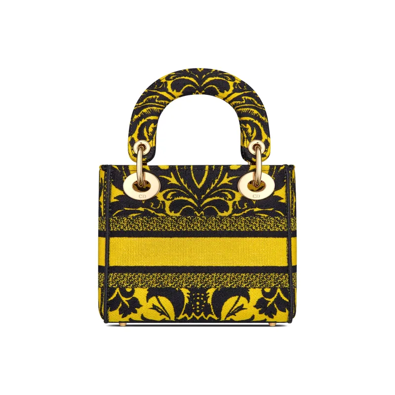 DIOR Lady D-Lite Embroidery Shoulder Bag Crossbody Bag Handbag Mini Women's Yellow/Black-1