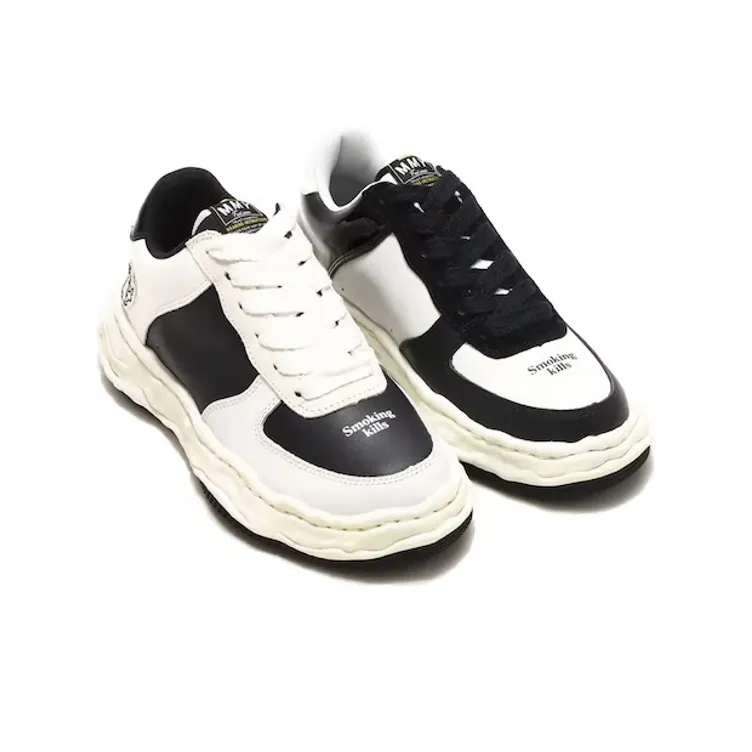 #FR2 X Atmos X MIHARA YASUHIRO Wayne Low Leather Black White-2