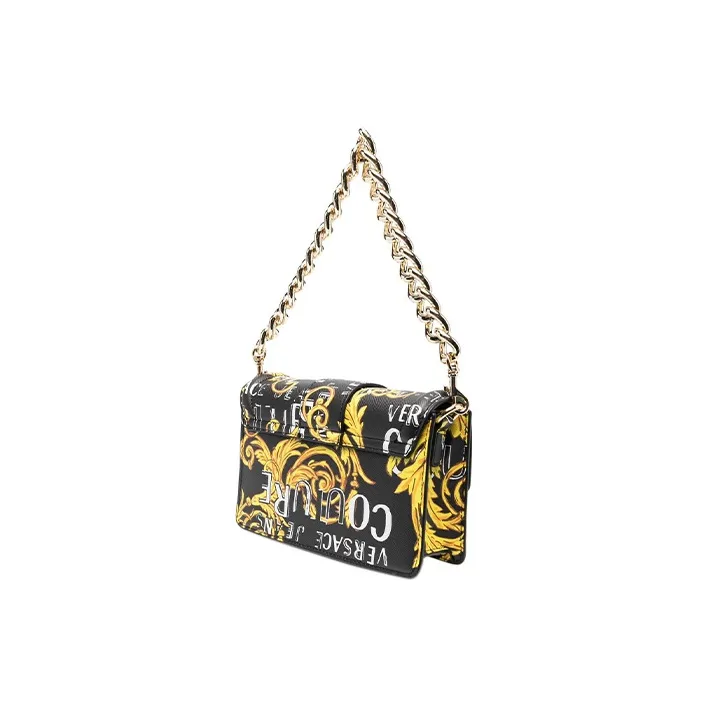 VERSACE JEANS COUTURE Polyester Handbag, Shoulder Bag, Crossbody Bag Women's Black/Yellow-1
