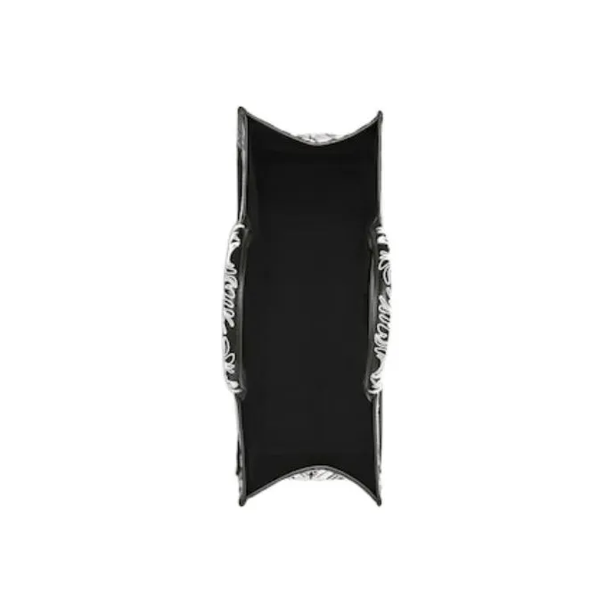 DIOR BookTote Lambskin Tote Bag Shopping Bag Handbag Large Size Women's Black/White-3