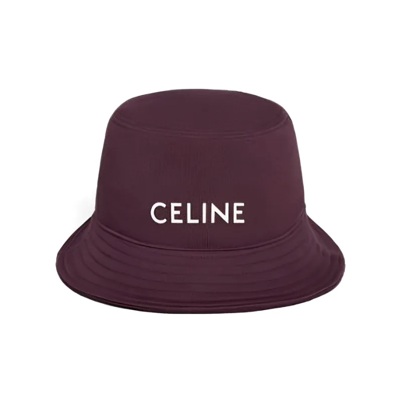 CELINE Bucket Hats Unisex Burgundy-0