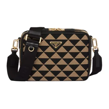 PRADA Symbole Fabric With Leather Shoulder Bag, Crossbody Bag Men's Black/Ecru