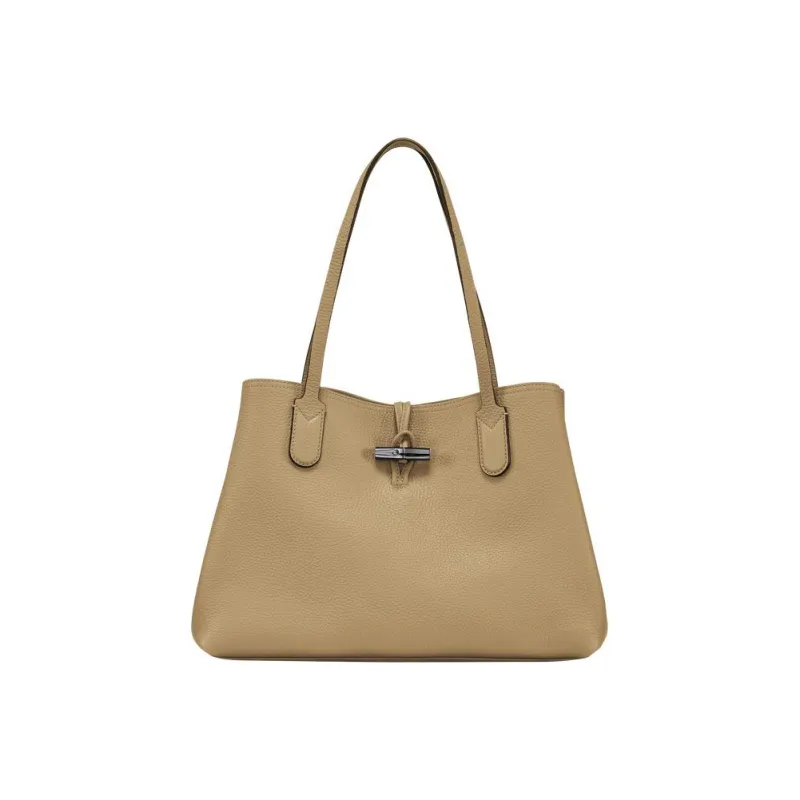 LONGCHAMP Roseau Cow Leather Tote Bag Shopping Bag Handbag Shoulder Bag Women's Beige-0