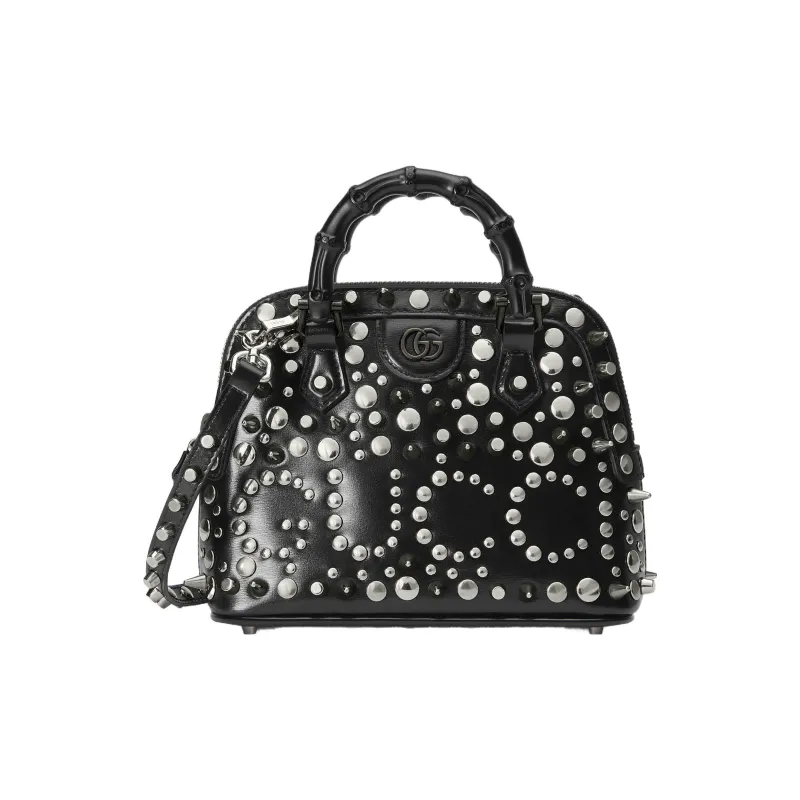 GUCCI Diana Leather Tote Bag Shopping Bag Shoulder Bag Crossbody Bag Handbag Mini Women's Black-3