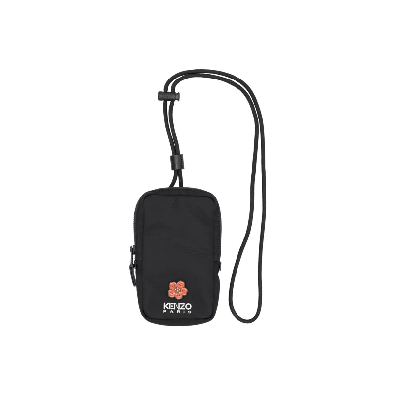 KENZO Nylon One Shoulder Crossbody Cell Phone Pouch Men's Black-0