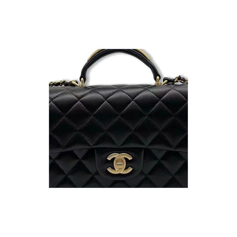 CHANEL 22B Fall And Winter Classic Flap CF Sheepskin Shoulder Bag, Crossbody Bag, Handbag Women's Black-5