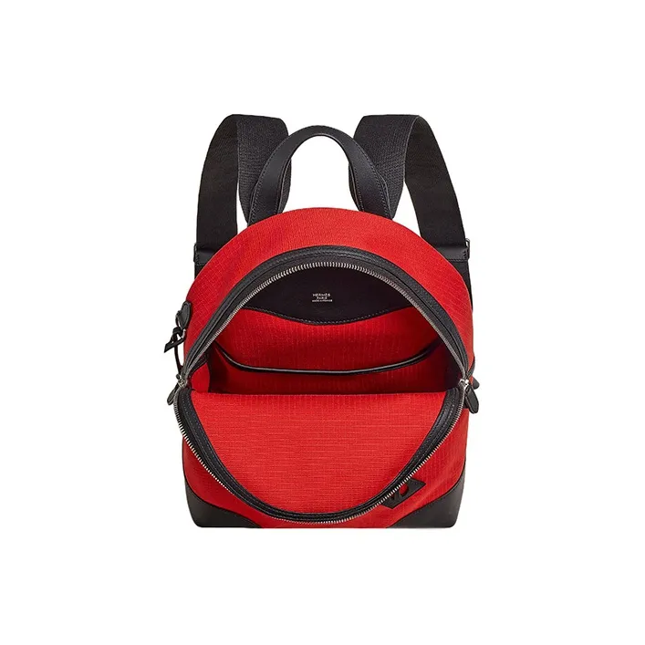 HERMES Bivouac Canvas With Swift Leather Backpack Men's Orange Red/Black-3