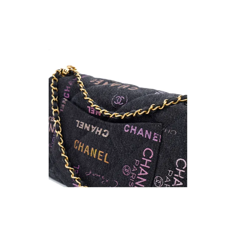 CHANEL Classic Flap CF Denim Flap Bag Chain Bag, Shoulder Bag, Crossbody Bag Women's Black-4
