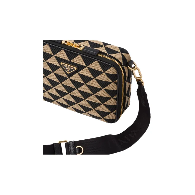 PRADA Symbole Fabric With Leather Shoulder Bag, Crossbody Bag Men's Black/Ecru-3