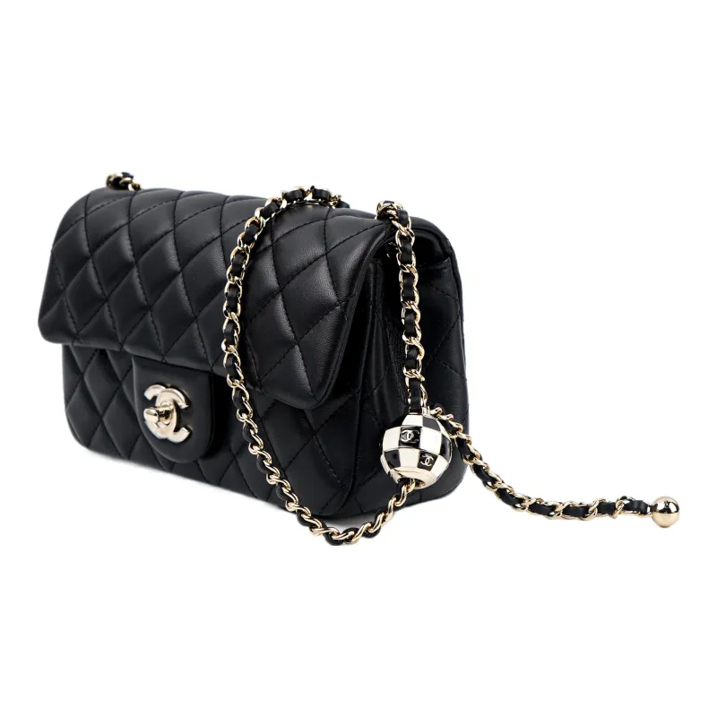 CHANEL Classic Flap CF23C Early Spring Sheepskin Shoulder Bag, Crossbody Bag Women's Black-1