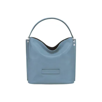 LONGCHAMP 3D Calfskin With Sheepskin Trim Handbag Shoulder Bag Women's Dark Gray