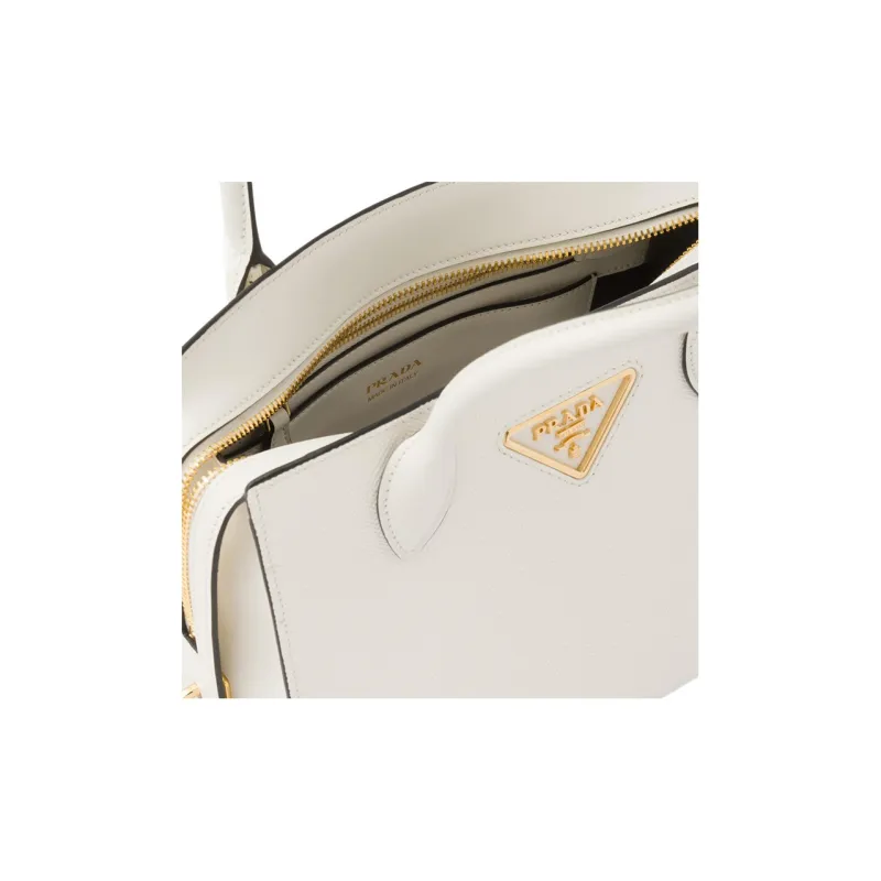 PRADA Smooth Leather Tote Bag Shopping Bag Shoulder Bag Crossbody Bag Handbag Mini Women's White-4
