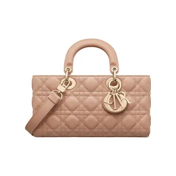 DIOR Lady D Joy Lambskin Lady Dior Bag, Shoulder Bag, Crossbody Bag, Handbag Medium Size Women's Nude