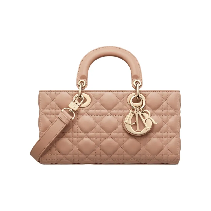 DIOR Lady D Joy Lambskin Lady Dior Bag, Shoulder Bag, Crossbody Bag, Handbag Medium Size Women's Nude-0