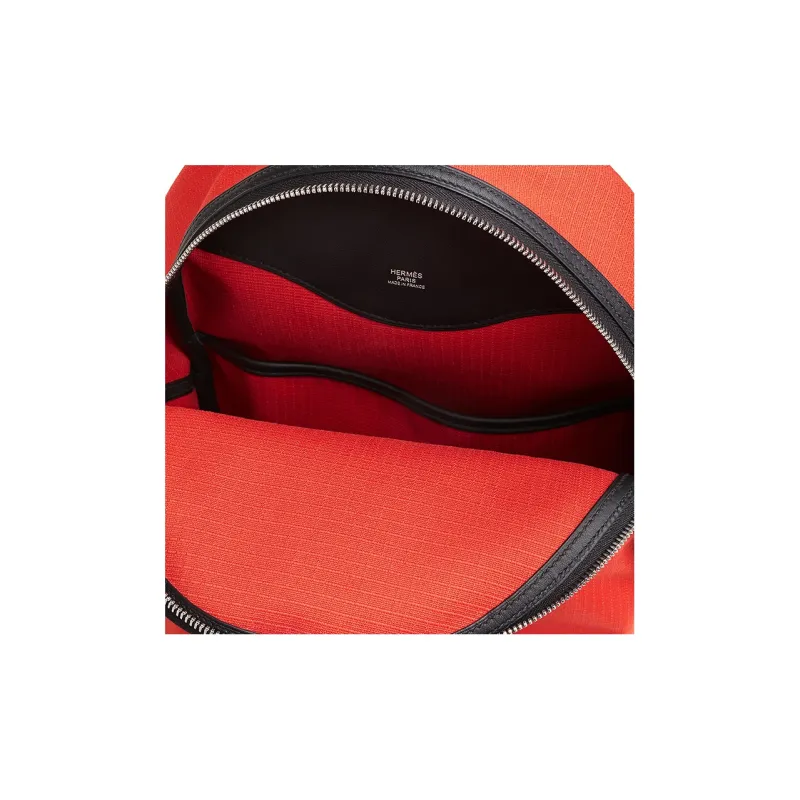 HERMES Bivouac Canvas With Swift Leather Backpack Men's Orange Red/Black-4