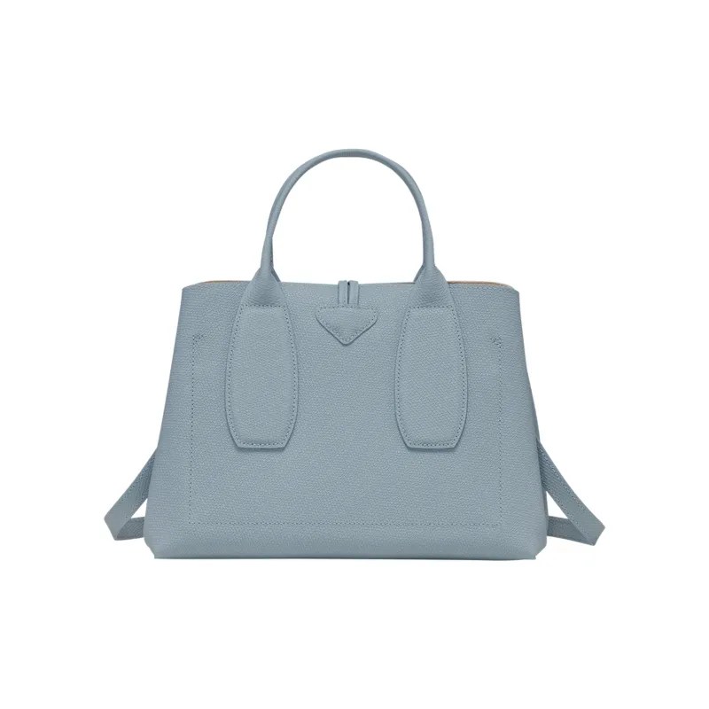 LONGCHAMP Roseau Cow Leather Big Bag, Shoulder Bag, Crossbody Bag, Handbag Medium Size Women's Cloud Blue-2