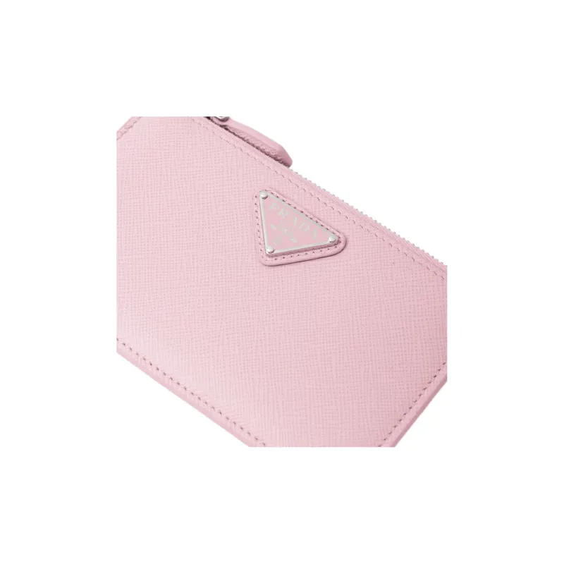 PRADA Saffiano Leather Card Holder Women's Pink-3