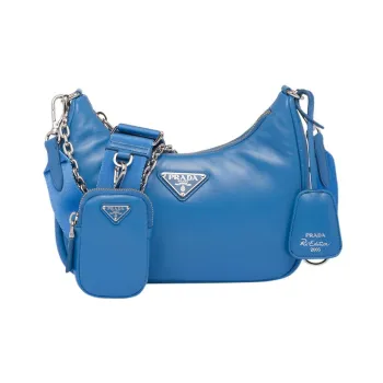 PRADA Re Edition Nappa Leather Crossbody Bag, Shoulder Bag Women's Blue