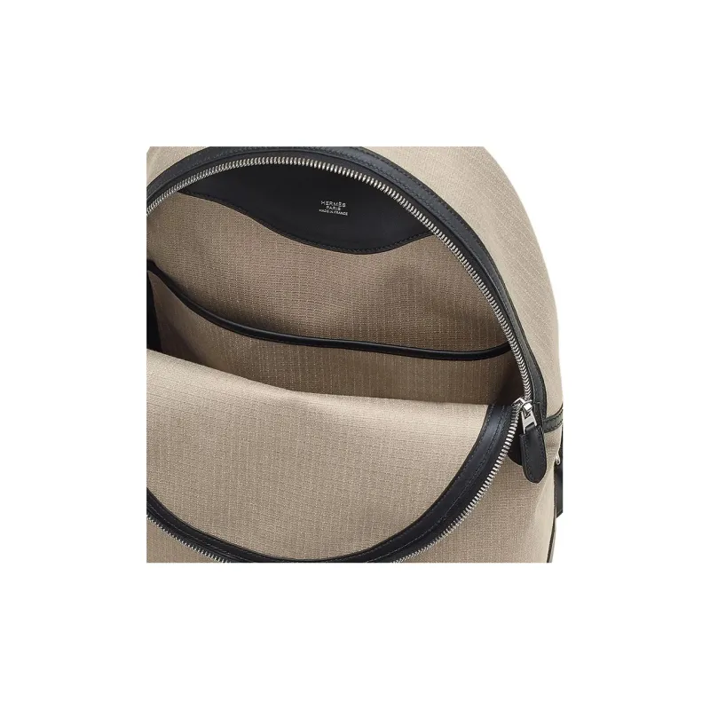HERMES Bivouac Canvas With Swift Leather Backpack Men's Gray Black-4