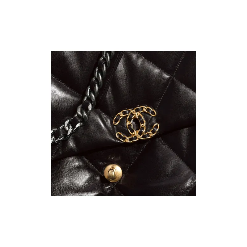 CHANEL 19Bag Bright Lambskin Flap Bag, Shoulder Bag, Crossbody Bag Extra Large Women's Black-5
