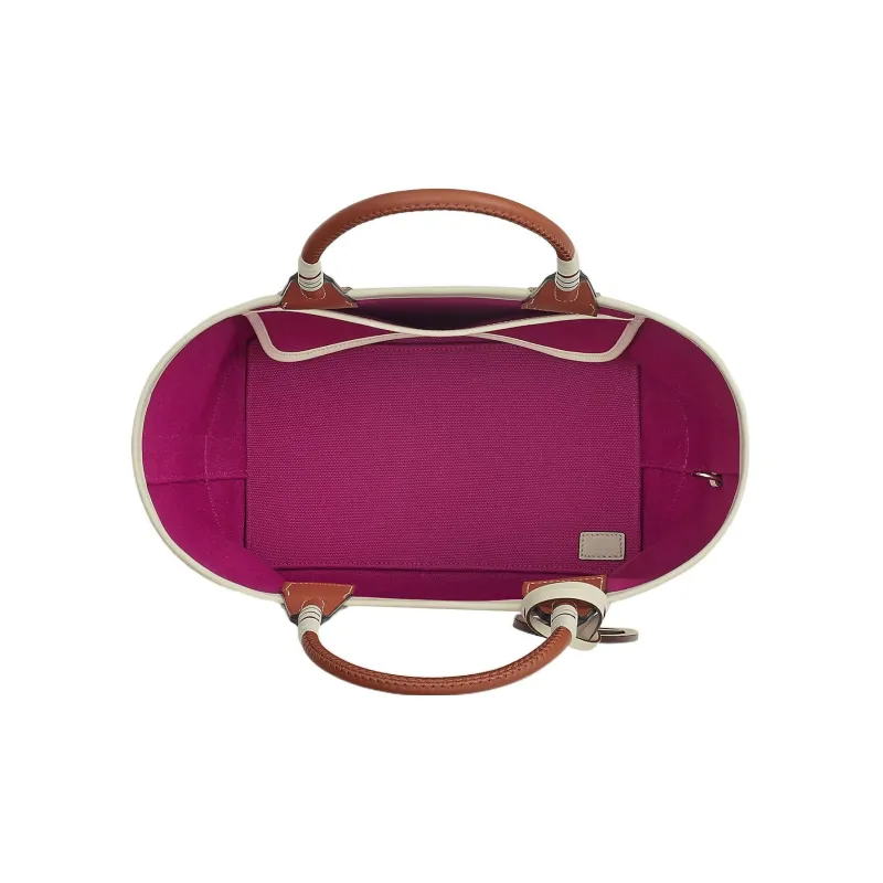 HERMES Canvas With Swift Calfskin Canvas Bag Handbags Women's Purple Rose/Copper Red/Cream White-3
