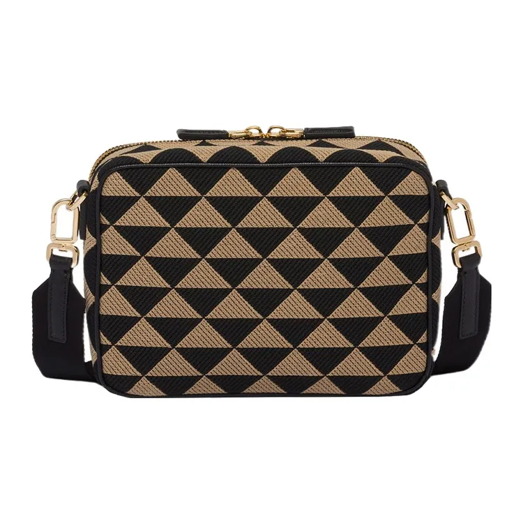 PRADA Symbole Fabric With Leather Shoulder Bag, Crossbody Bag Men's Black/Ecru-1