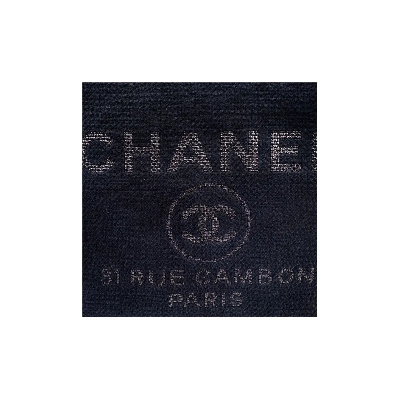 CHANEL Cotton With Canvas And Leather Tote Bag, Shopping Bag, Shoulder Bag, Handbag Women's Black-3